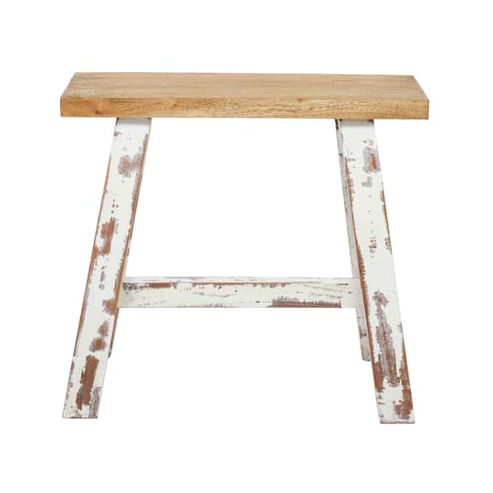 Brown & White Wood Farmhouse Bench